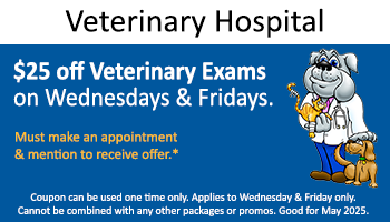 Vet Hospital – $25 off Exam Wed/Fri