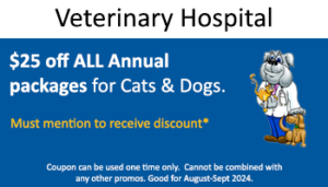 Vet Office – $25 off All Annual Packages Cats & Dogs