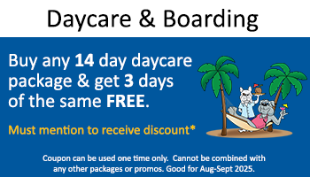 Kennel – Buy 14 Daycare or Overnight Get 3 Free
